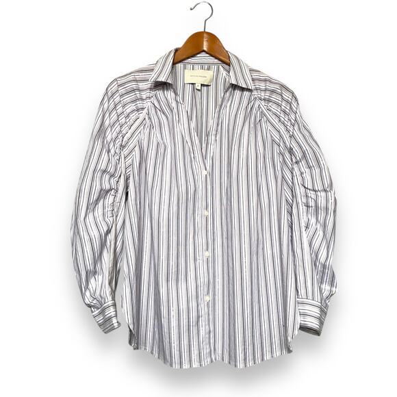 Brochu Walker The Tanner Stripe Button Up Blouse M Tempest Stripe Combo Cotton - Picture 1 of 12